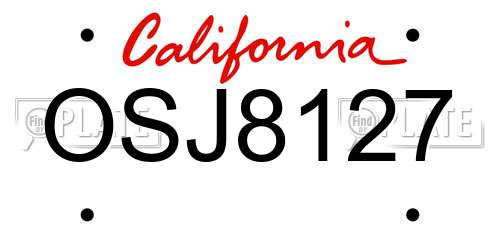 OSJ8127 California License Plate