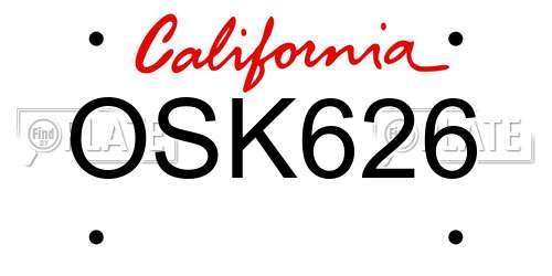 OSK626 California License Plate