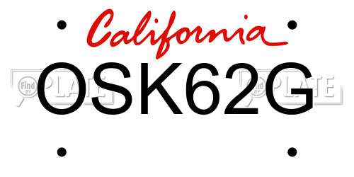 OSK62G California License Plate