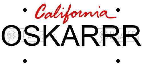 OSKARRR California License Plate