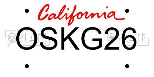 OSKG26 California License Plate