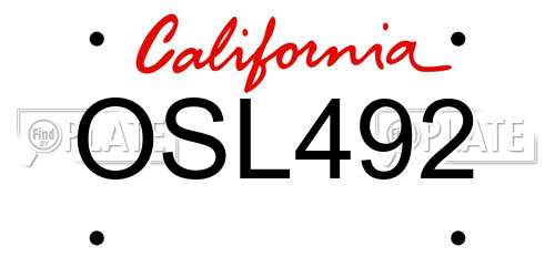 OSL492 California License Plate
