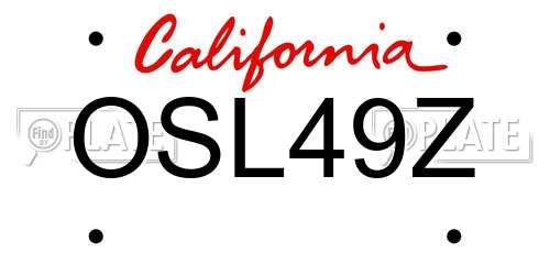 OSL49Z California License Plate