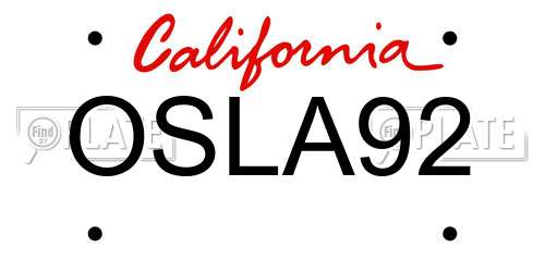 OSLA92 California License Plate