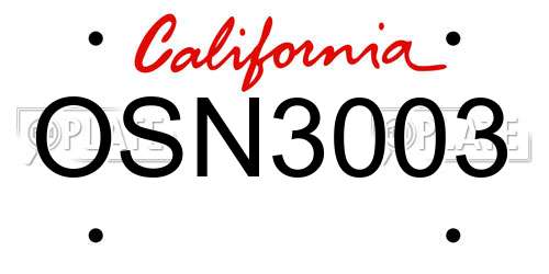 OSN3003 California License Plate