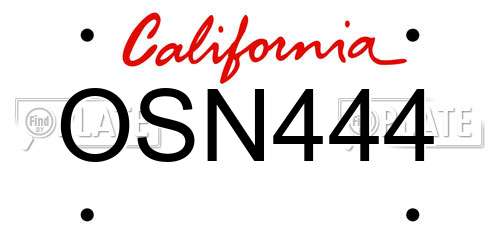 OSN444 California License Plate