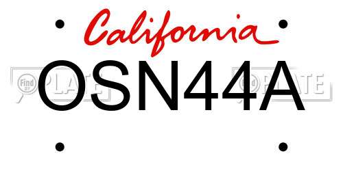 OSN44A California License Plate
