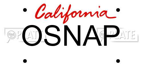OSNAP California License Plate