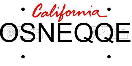 OSNEQQE California License Plate