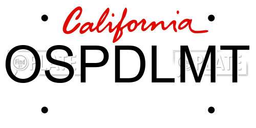 OSPDLMT California License Plate