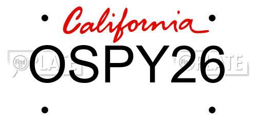 OSPY26 California License Plate