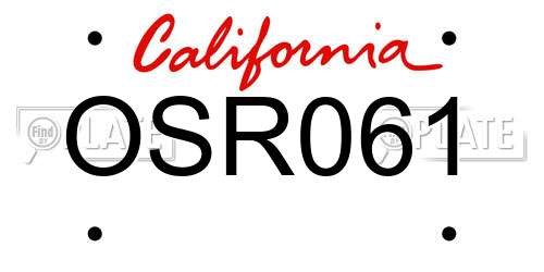 OSR061 California License Plate