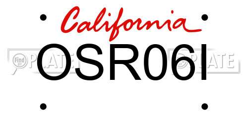 OSR06I California License Plate