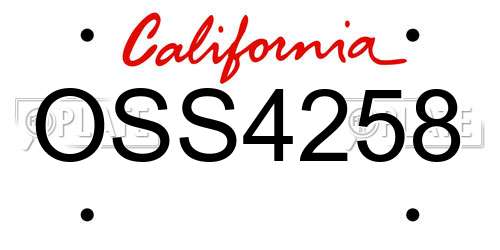 OSS4258 California License Plate
