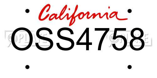 OSS4758 California License Plate