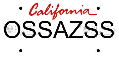 OSSAZSS California License Plate