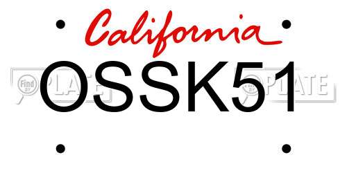 OSSK51 California License Plate