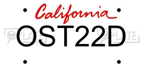 OST22D California License Plate