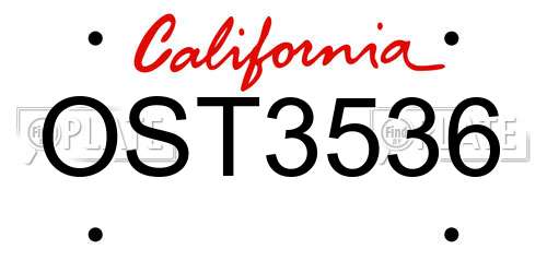 OST3536 California License Plate