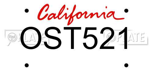 OST521 California License Plate