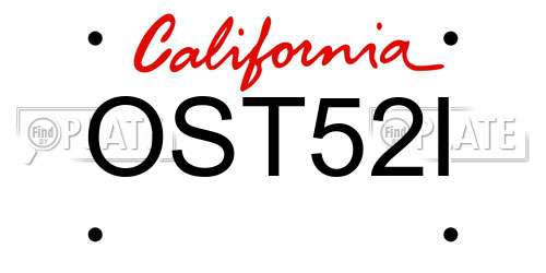 OST52I California License Plate