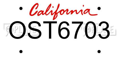 OST6703 California License Plate