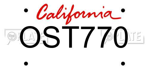 OST770 California License Plate