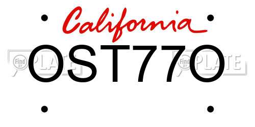 OST77O California License Plate