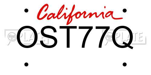 OST77Q California License Plate