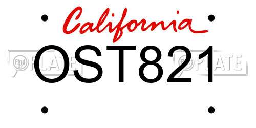 OST821 California License Plate