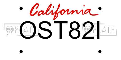 OST82I California License Plate