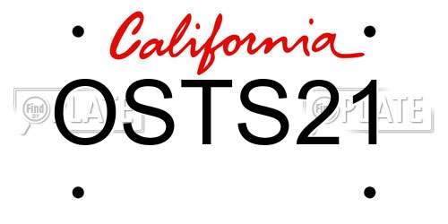 OSTS21 California License Plate