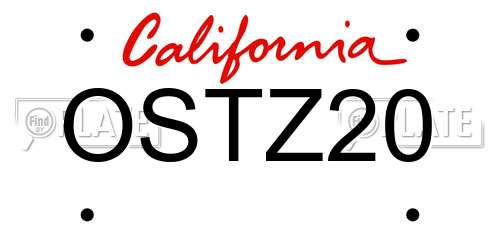 OSTZ20 California License Plate