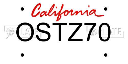 OSTZ70 California License Plate