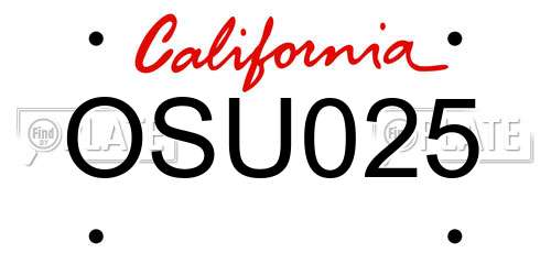 OSU025 California License Plate