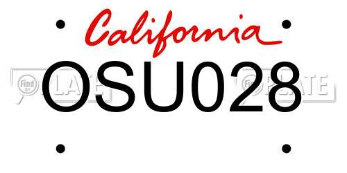 OSU028 California License Plate