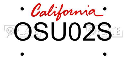 OSU02S California License Plate