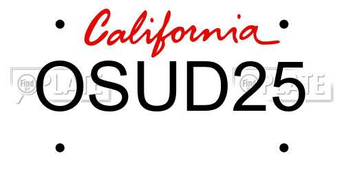 OSUD25 California License Plate