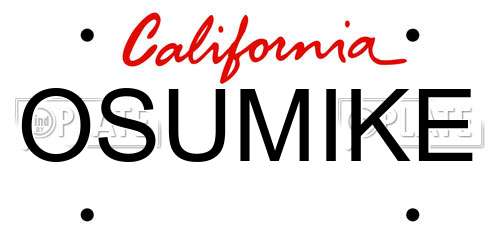 OSUMIKE California License Plate