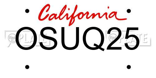 OSUQ25 California License Plate