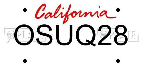 OSUQ28 California License Plate