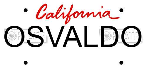 OSVALDO California License Plate