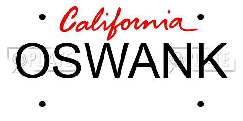 OSWANK California License Plate