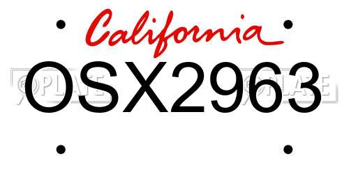 OSX2963 California License Plate