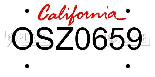OSZ0659 California License Plate