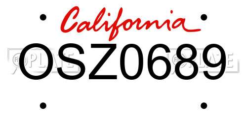 OSZ0689 California License Plate