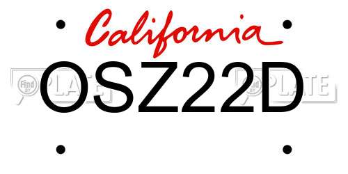 OSZ22D California License Plate