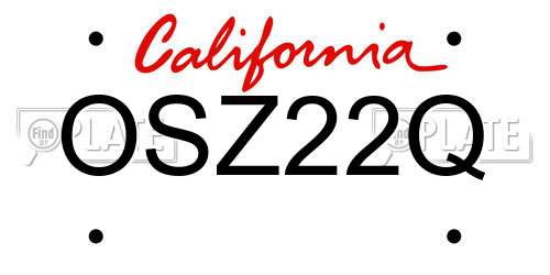OSZ22Q California License Plate