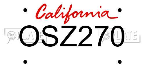 OSZ270 California License Plate