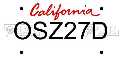 OSZ27D California License Plate